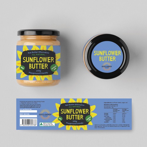 Label design for Sunflower butter