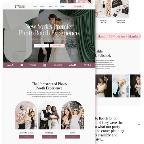 Sophisticated and clean website for Photo Booth rental