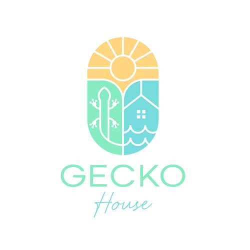 Gecko-themed Rental Beach House Logo