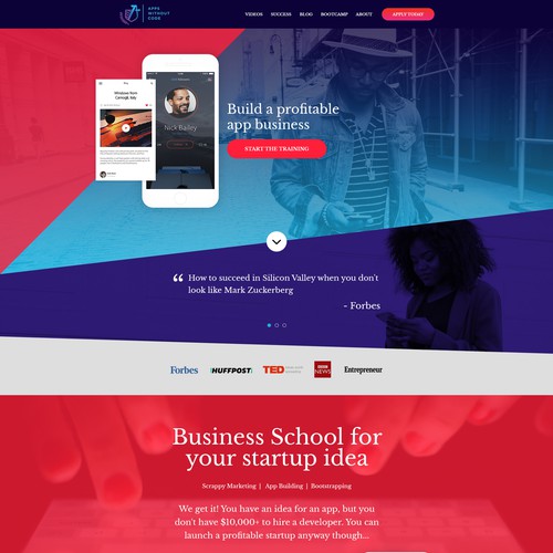 Landing page design