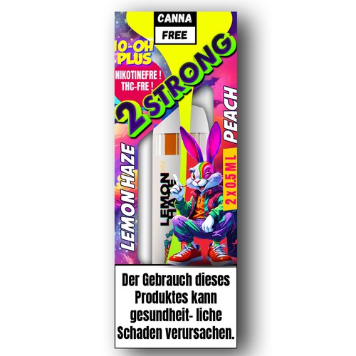 2 Strong – Psychedelic Vape Pen Packaging with Quirky Rabbit Mascot