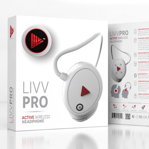 Clean engaging package design for LIVV Headphones