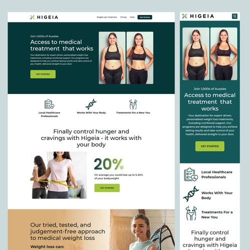 Landing page design
