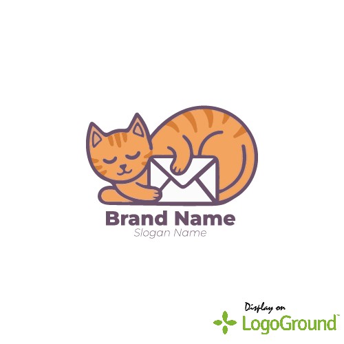 Cute Cat Mail Mascot Logo