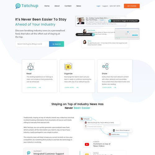 TatChup B2B Website for personlaised Newsfeed