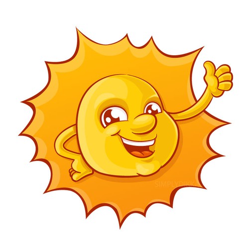 Anthropomorphic sun mascot