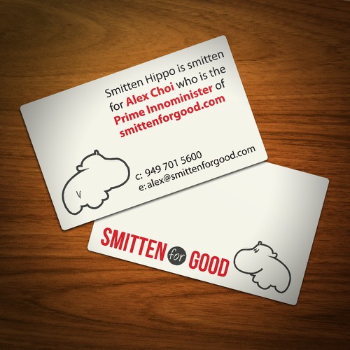 Line-art hippo logo and business card design
