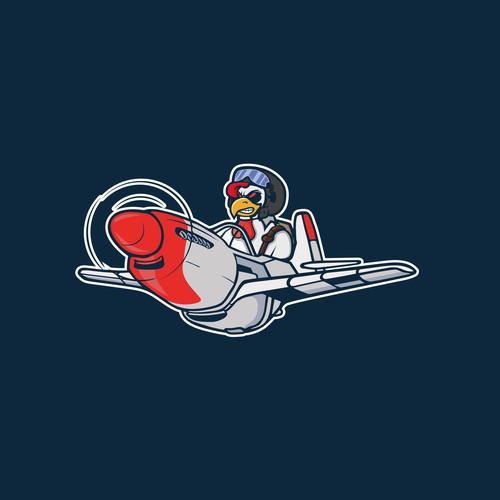 Mascot Logo, Rooster on a plane, 