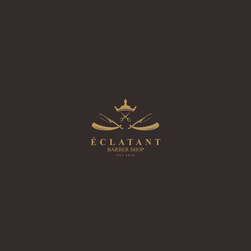 Luxurious barber logo concept 