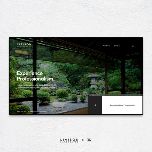 Clean and minimal website concept for a landscape construction company