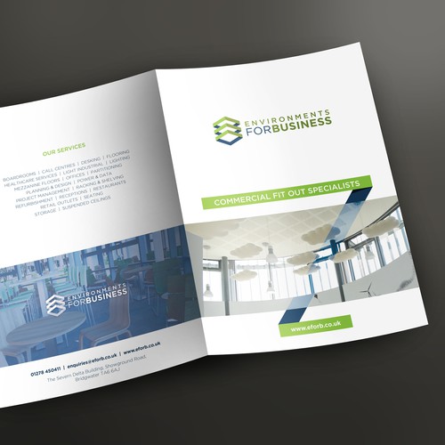 Clean brochure for commercial interior specialists