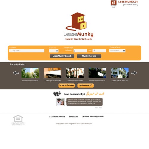 Dsign Incrdbly Simple Landing Page for FuNkY Apt Rental Site