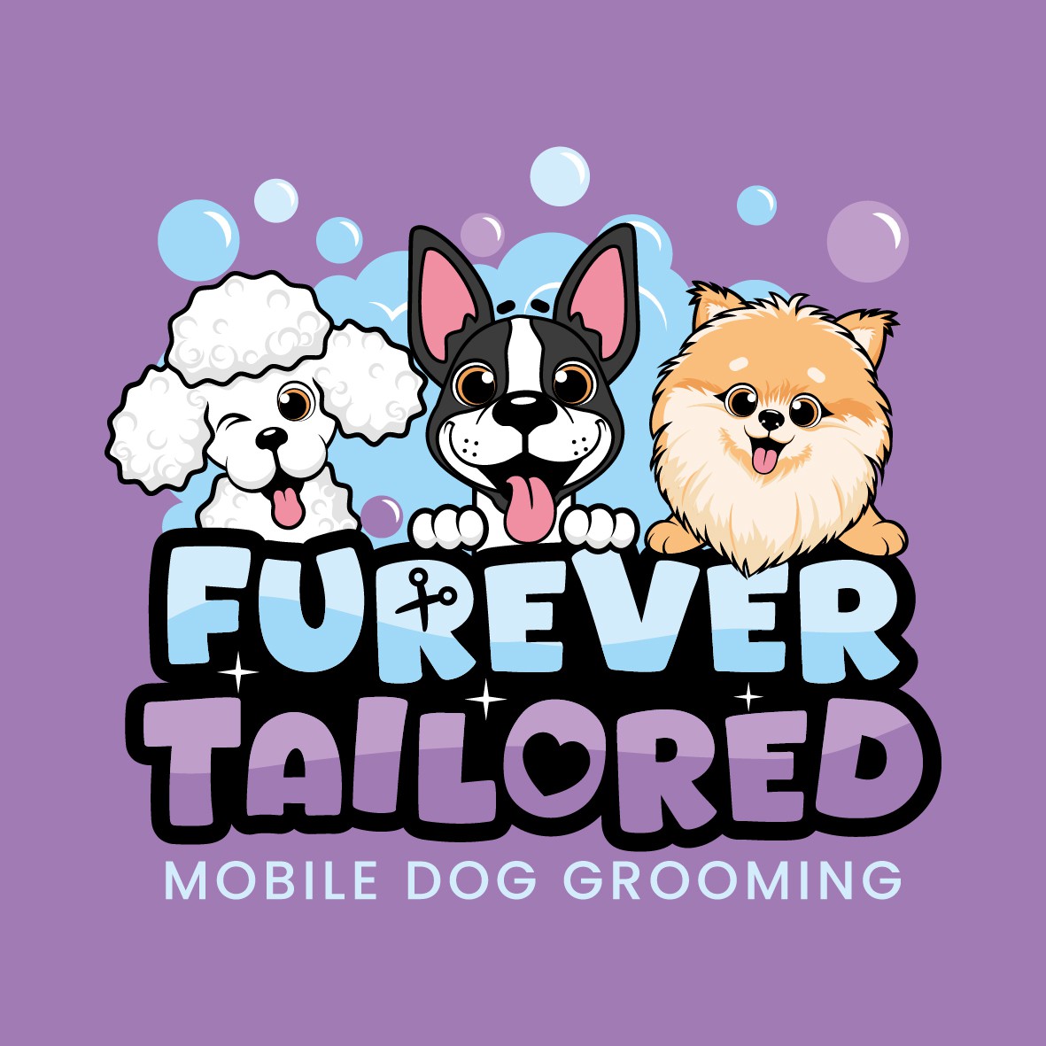Design a family friendly logo for a new mobile dog grooming salon