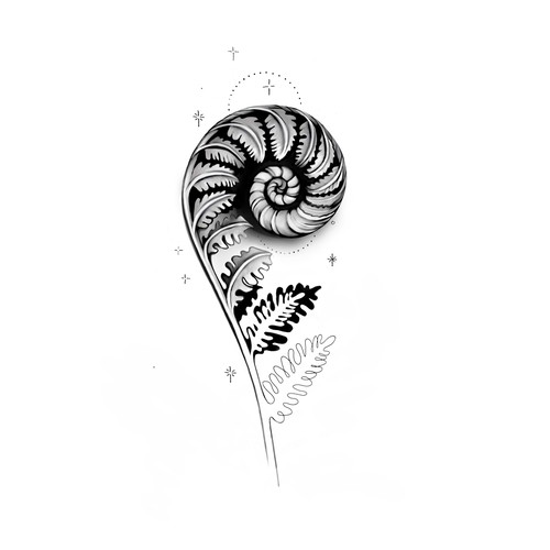 Plant Spiral Tattoo Design
