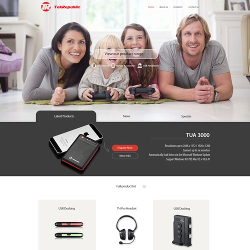 Create a awesome website landing page for awesome consumer electronics company!