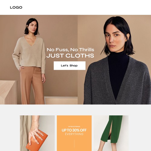 Woman clothing line, high-end, order online, get a personal stylist, purchase accessories, etc.