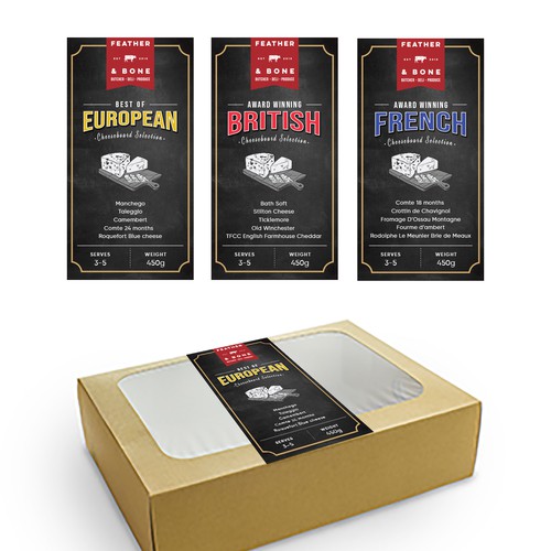 Modern label design for cheeseboard selection