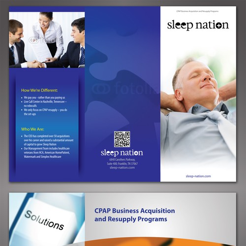 brochure design for Sleep Nation, Inc.