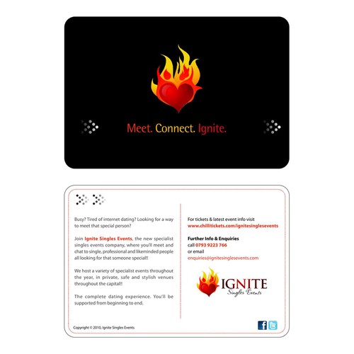 Ignite Singles Events postcard