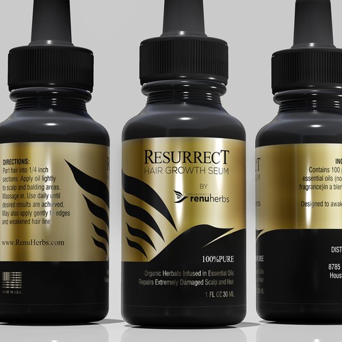 RESURRECT HAIR GROWTH SERUM LABEL DESIGN