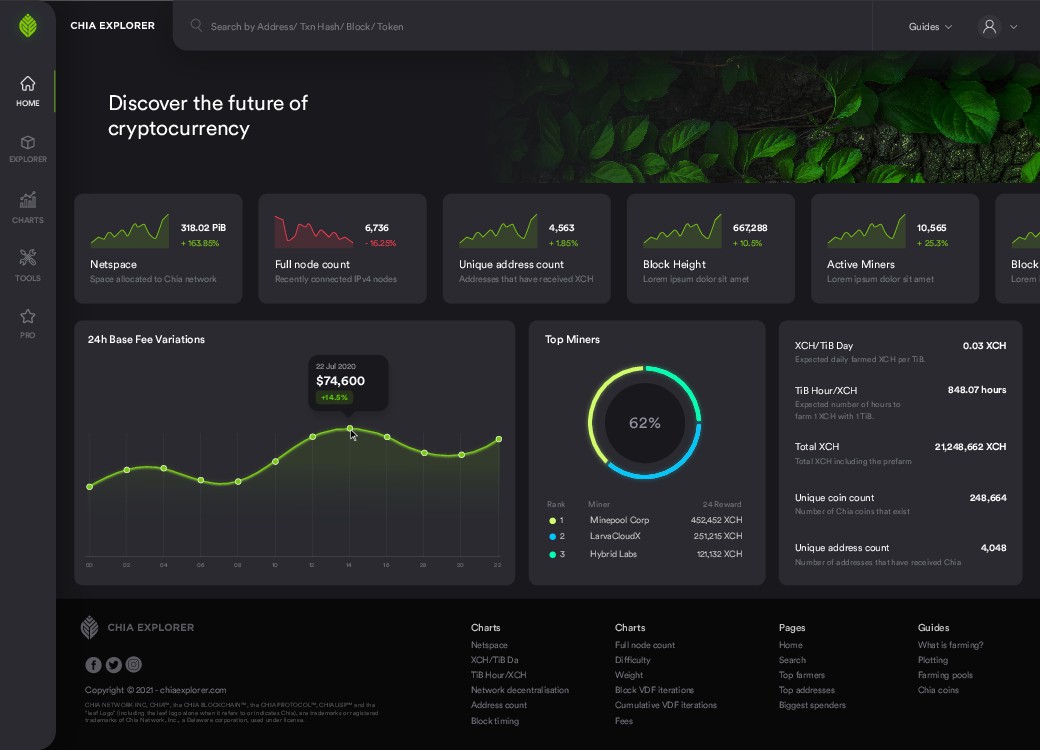 Slick eco-friendly crypto blockchain explorer