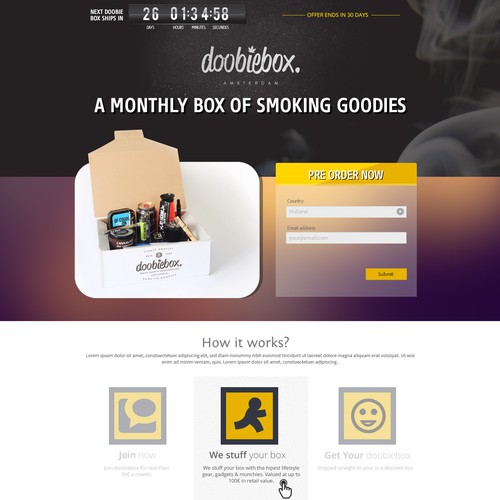 Landing page for smoking goodies.