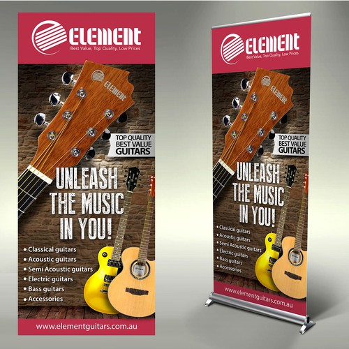 Create a capturing stand-up banner for Element Guitars