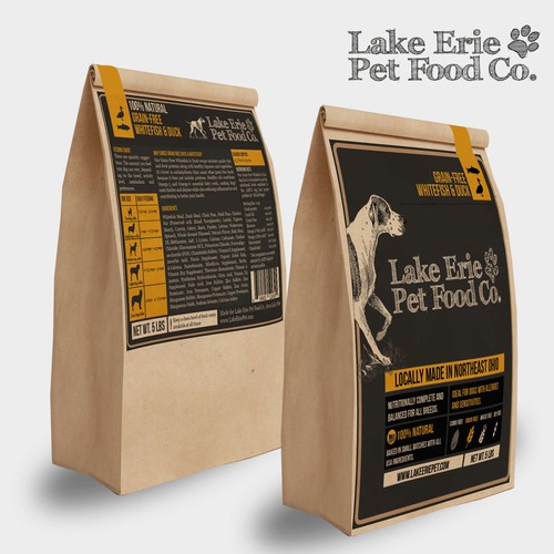 Lake Erie Pet Food Co. product labels front and back