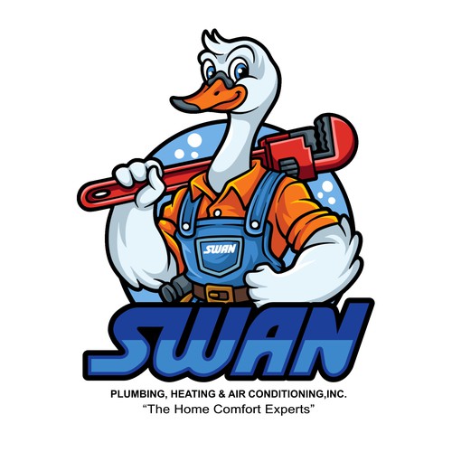 Swan Plumbing Mascot Logo Design