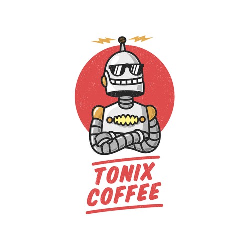 Sci-Fi Style robot logo for Coffee Product