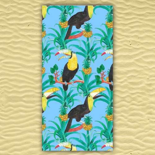Tropical fabric pattern for bath towel