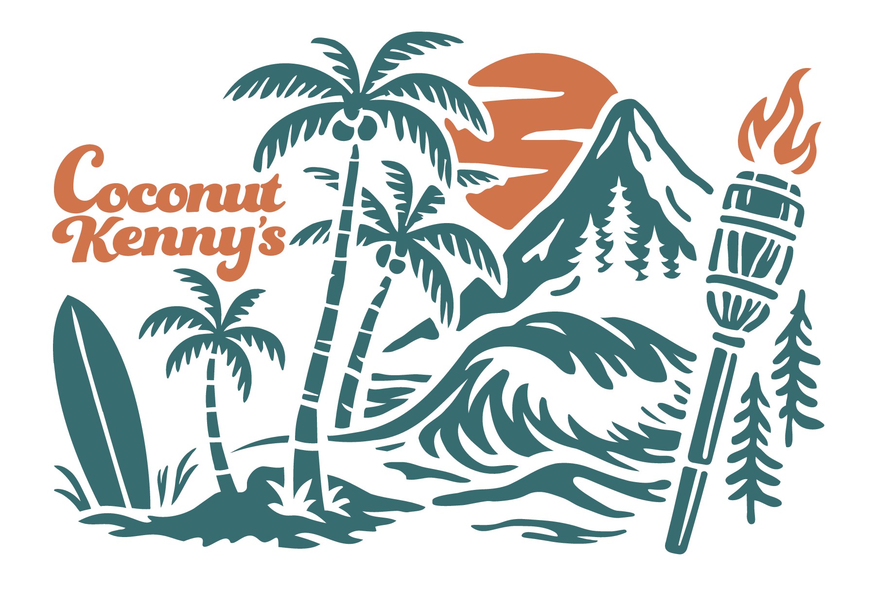 Island-Themed Apparel Design for Pizza & Sandwich Restaurant