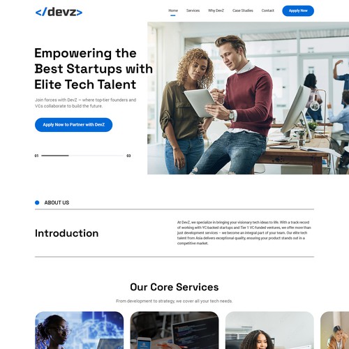 One page website design for a top web agency