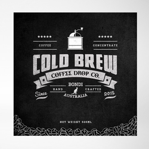 Packaging label required for Coffee Drop Co. a cold brew coffee company in Bondi