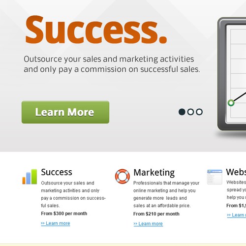 Website for Success Based Marketing with wire frame