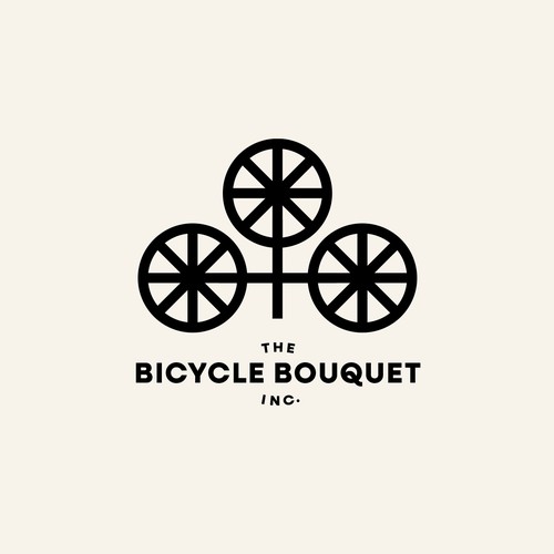 Logo concept for florist who selling flowers and handmade bouquets from tricycle-cart.