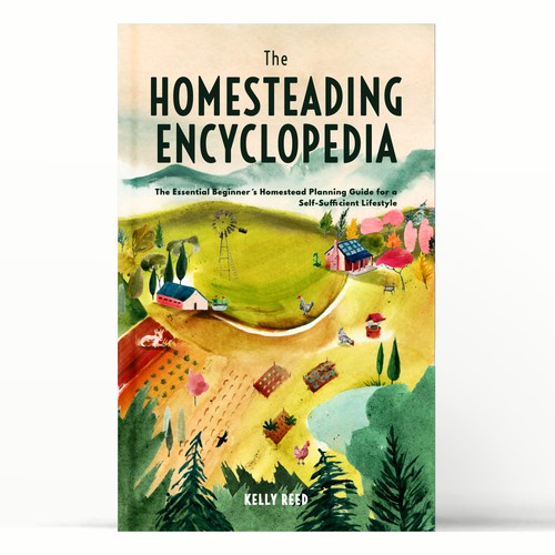 Illustrated book cover for off-grid homesteaders