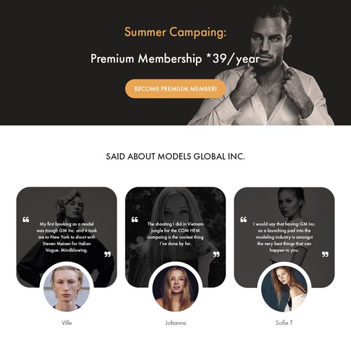 Landing page for Global Models Inc.