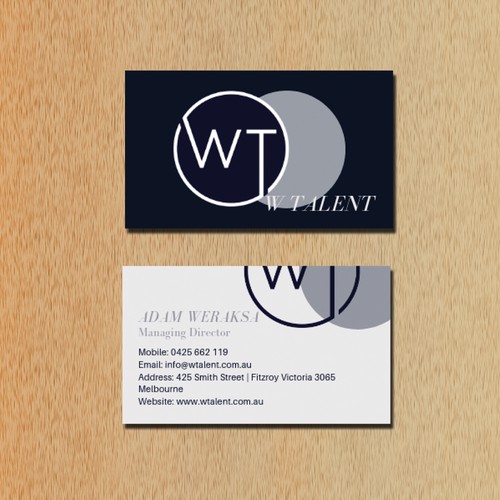 Clean & Edgy business card for W Talent