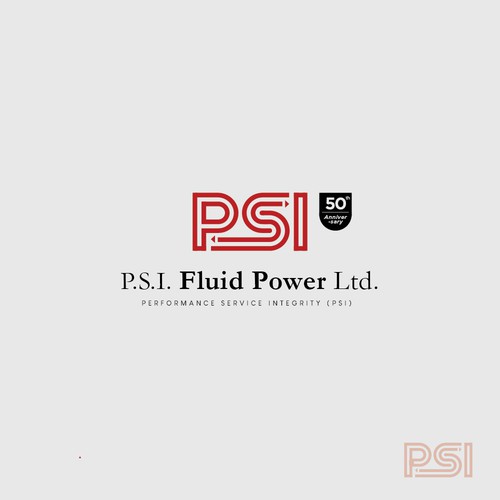 Strong and powerful logo for P.S.I Fluid Power