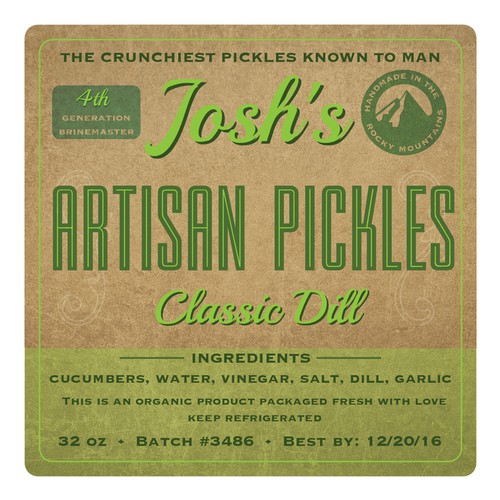 Label for Josh's Pickles