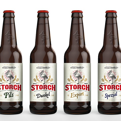 New labels for an old traditional brewery in Germany called Storchenbräu. 