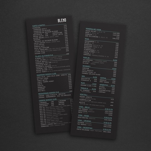 BLEND cafeteria menu
