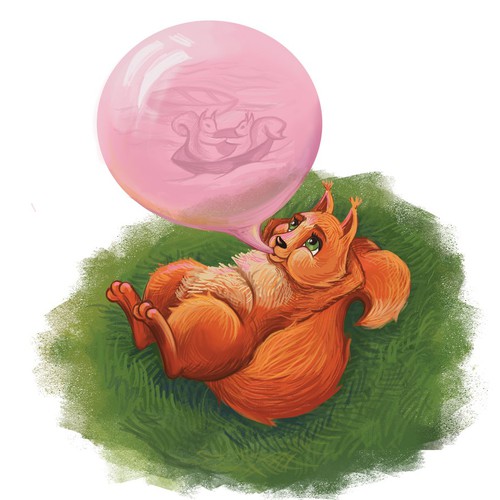 Draw a squirrel with a bubble gum dream!