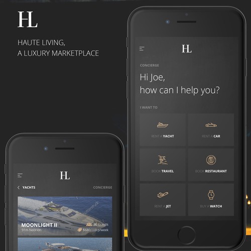 App design for a Luxury Marketplace