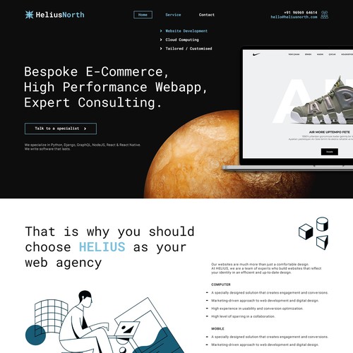 Space Theme UI / UX Design for Software Company