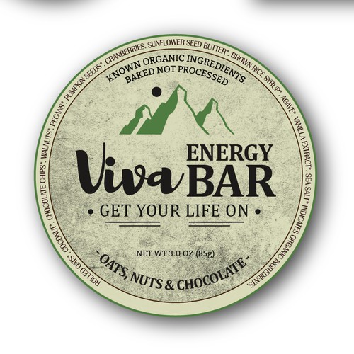 Organic energy bar sticker label 