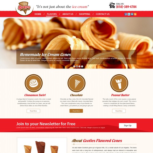 Create a modern and cool website for Gooties Cones