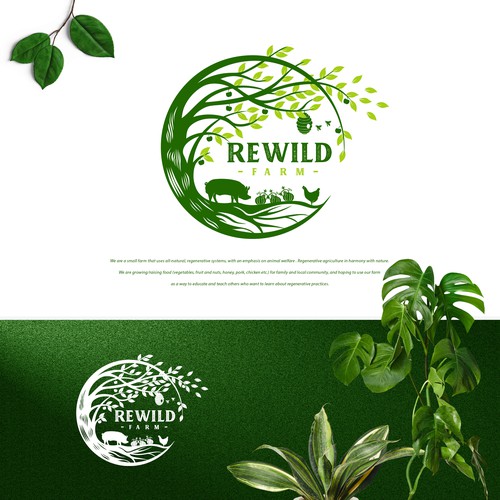 Rewild Farm - A logo that captures Farming in Harmony with Nature