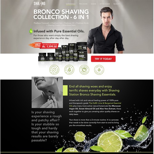 Natural shaving cosmetic landing page